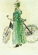 Carl Larsson fru grosshandlare eriksson-kvinna vid cykel Spain oil painting artist
